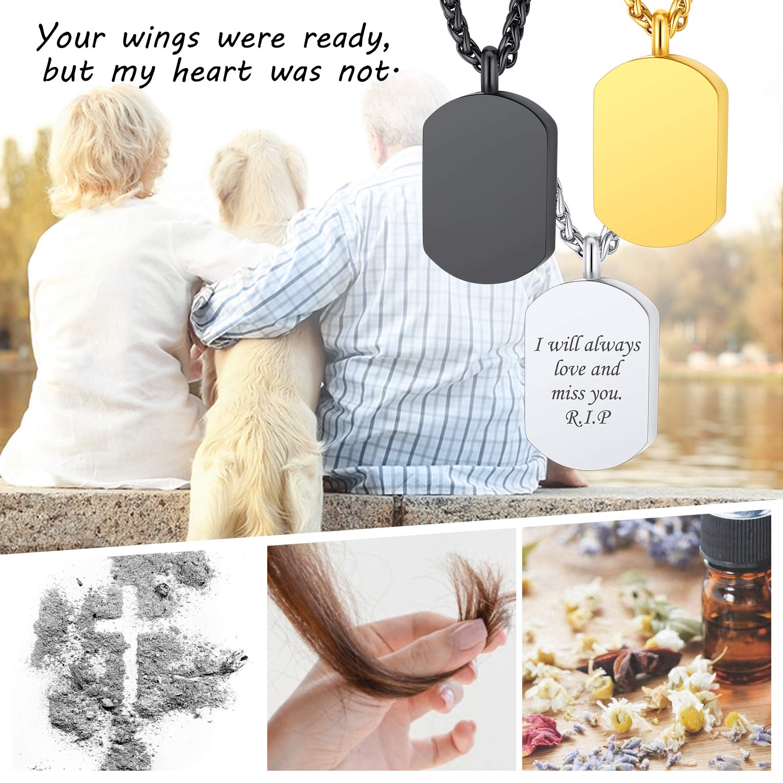 Urn Cremation Pendant Necklace for Ashes Dog Tag Memorial Jewelry 