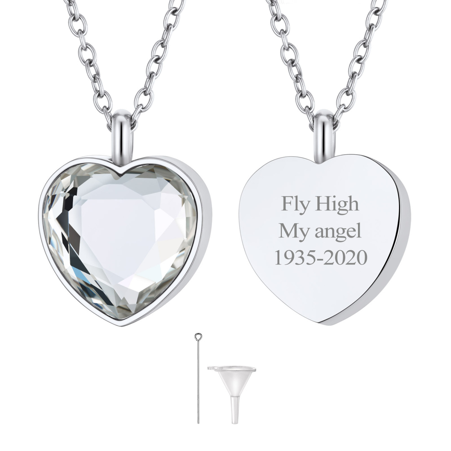 Custom Birthstone Engraved Heart Urn Necklaces for Ashes  APR