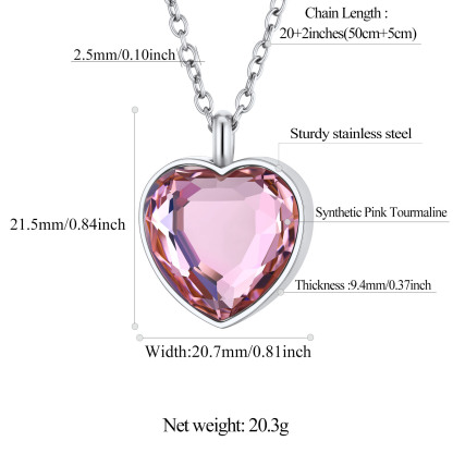 Custom Birthstone Engraved Heart Urn Necklaces for Ashes  detail