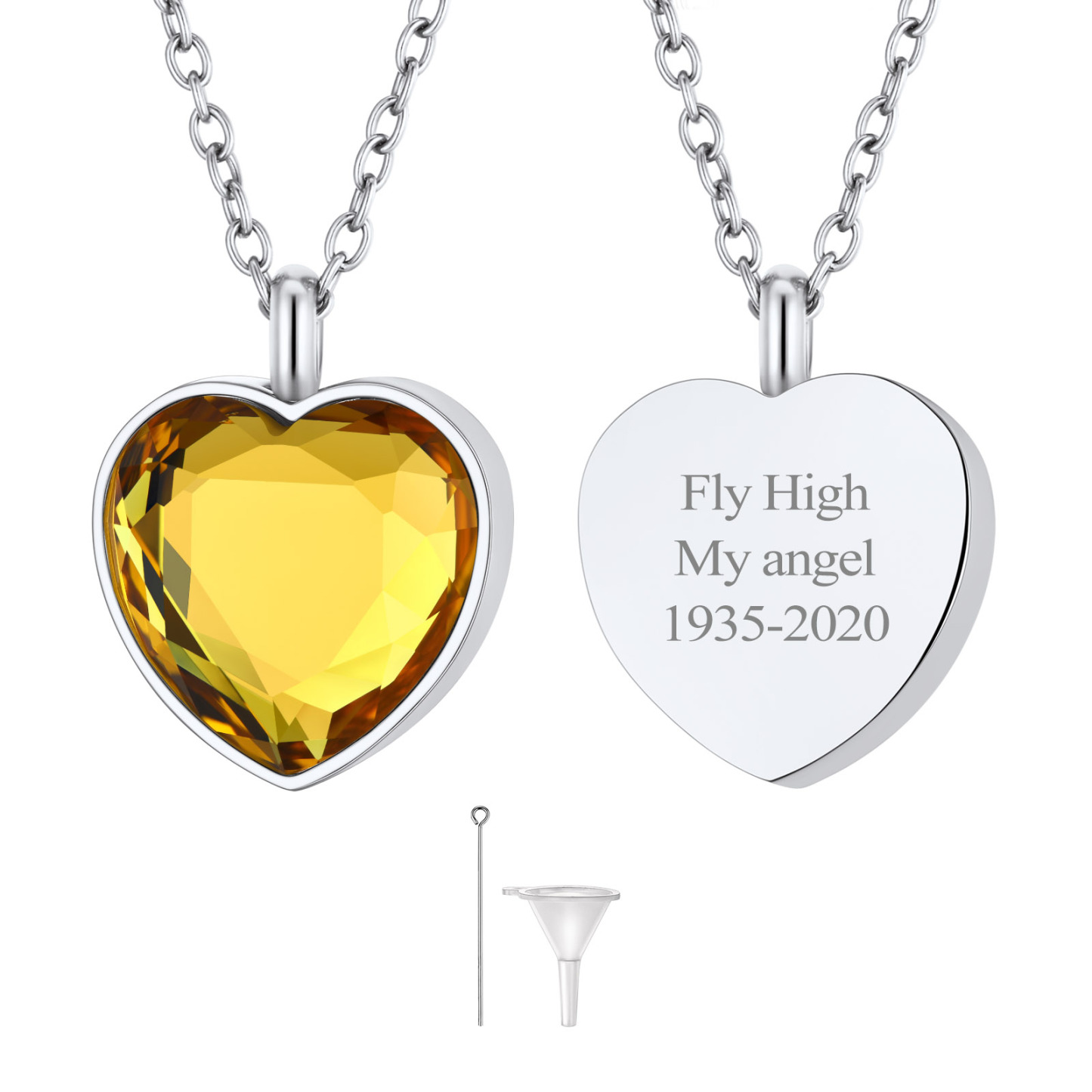 Custom Birthstone Engraved Heart Urn Necklaces for Ashes NOV