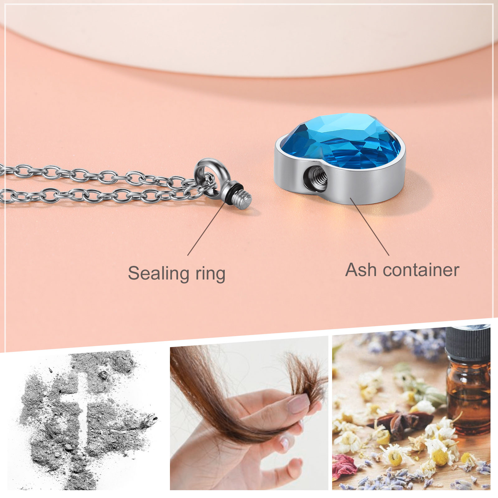 Custom Birthstone Urn Necklaces for Ashes 