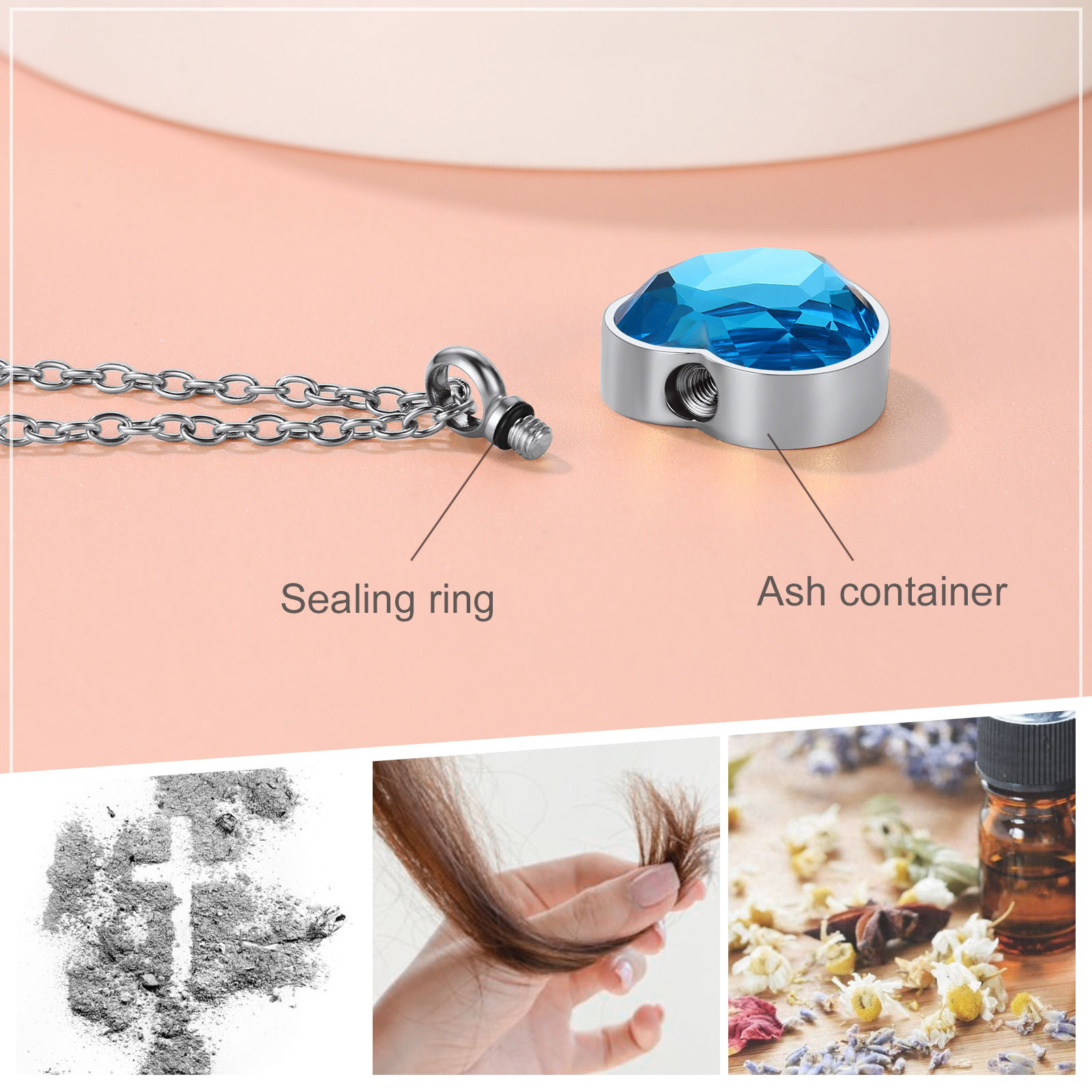 Custom Birthstone Urn Necklaces for Ashes 