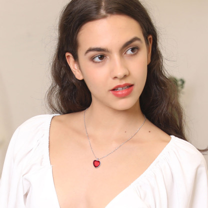 Custom Birthstone Heart Shaped Urn Necklaces for Ashes MODEL