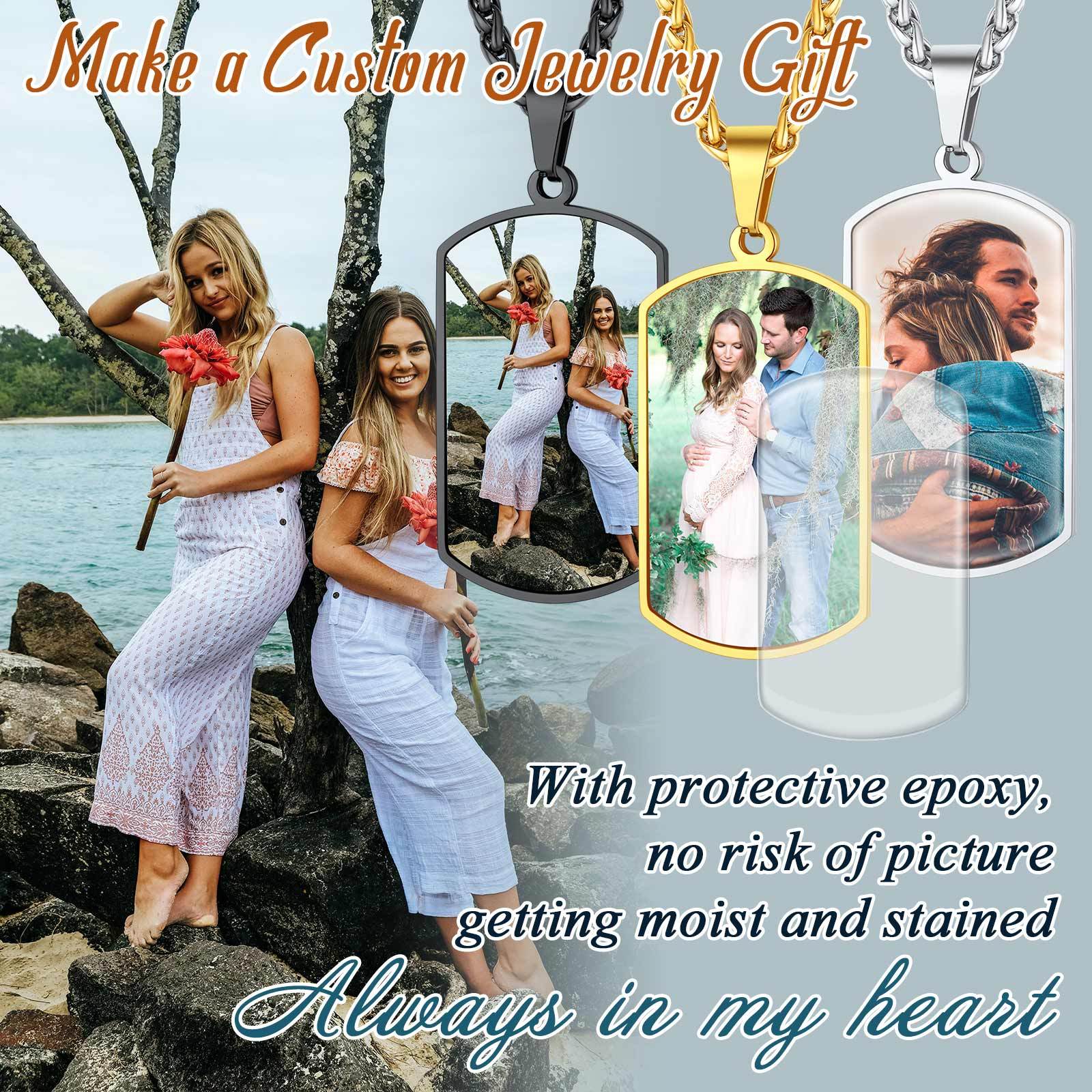 Double-sided Photo Customize Dog Tag Pendant Necklace jewelry gift