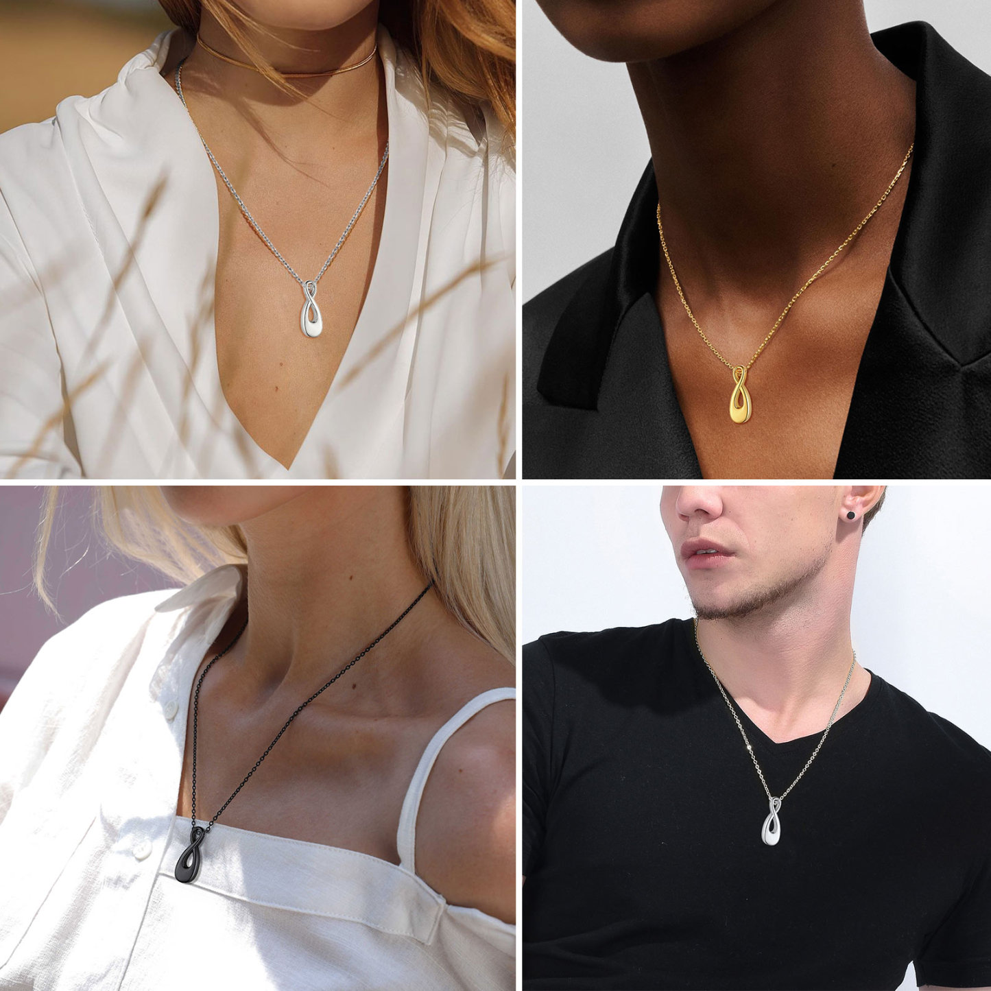 Custom Engraved Urn Cremation Infinity Necklace for Ashes models