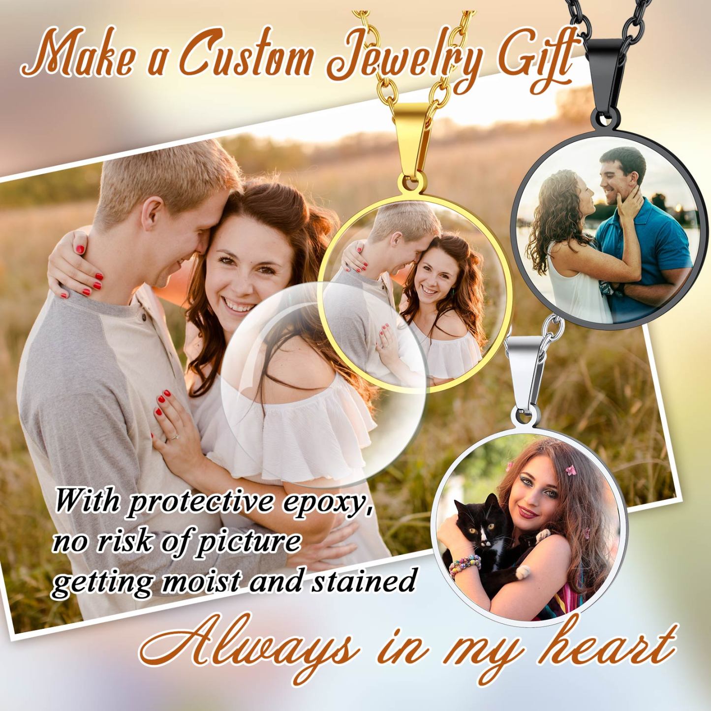 Personalized Photo Round Pendant Picture for Men Women