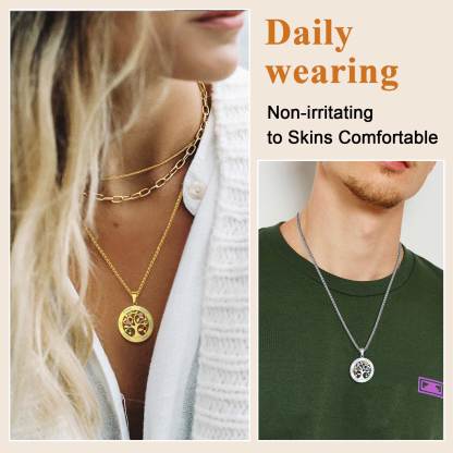  Personalized Family Tree Pendant Necklaces with 2-7 Names and Birthstones daily wearing