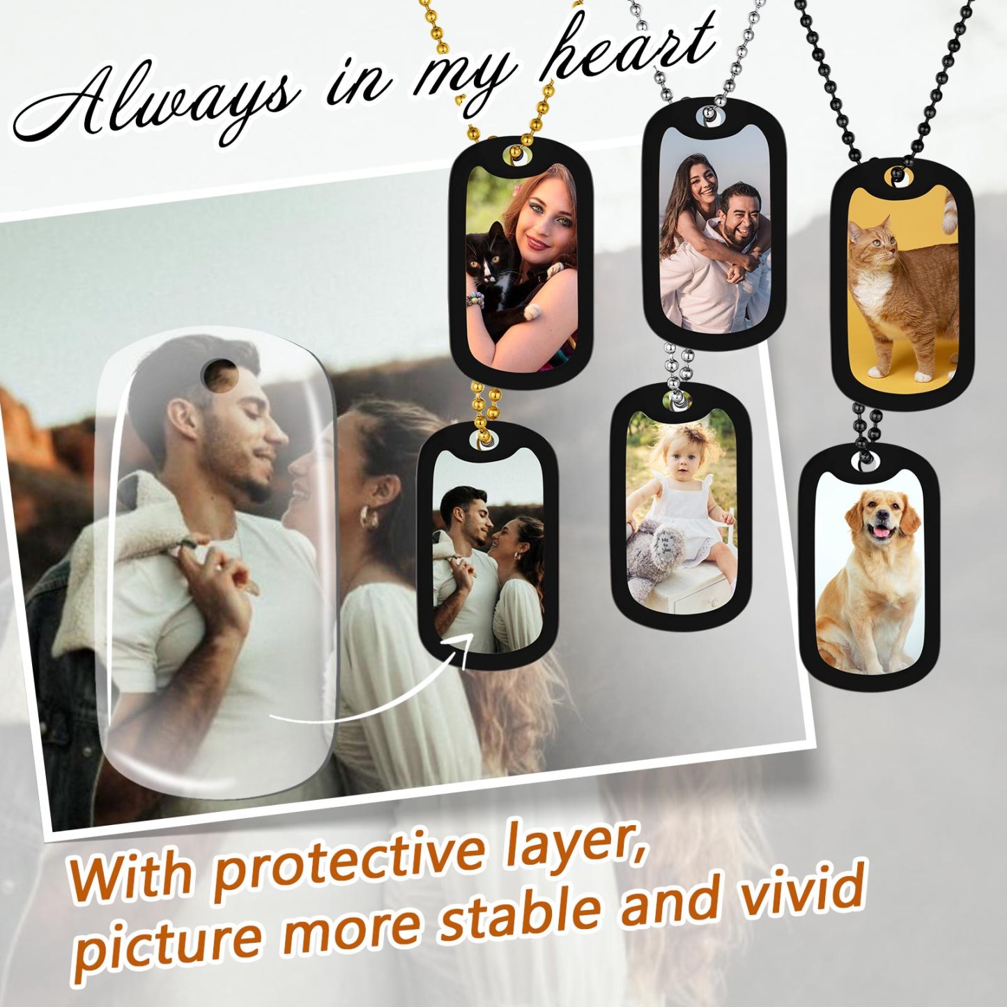 Photo 2pcs Dog Tag Necklace for Men Women