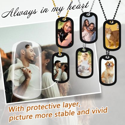 Photo 2pcs Dog Tag Necklace for Men Women