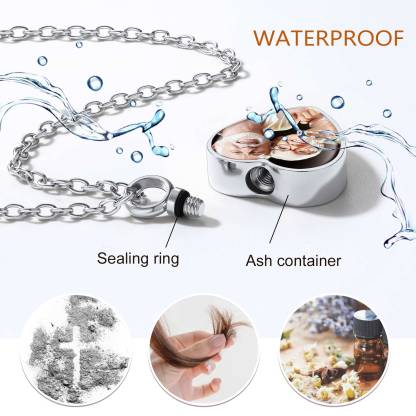 Personalized Photo Heart Urn Necklace for Ashes  waterproof
