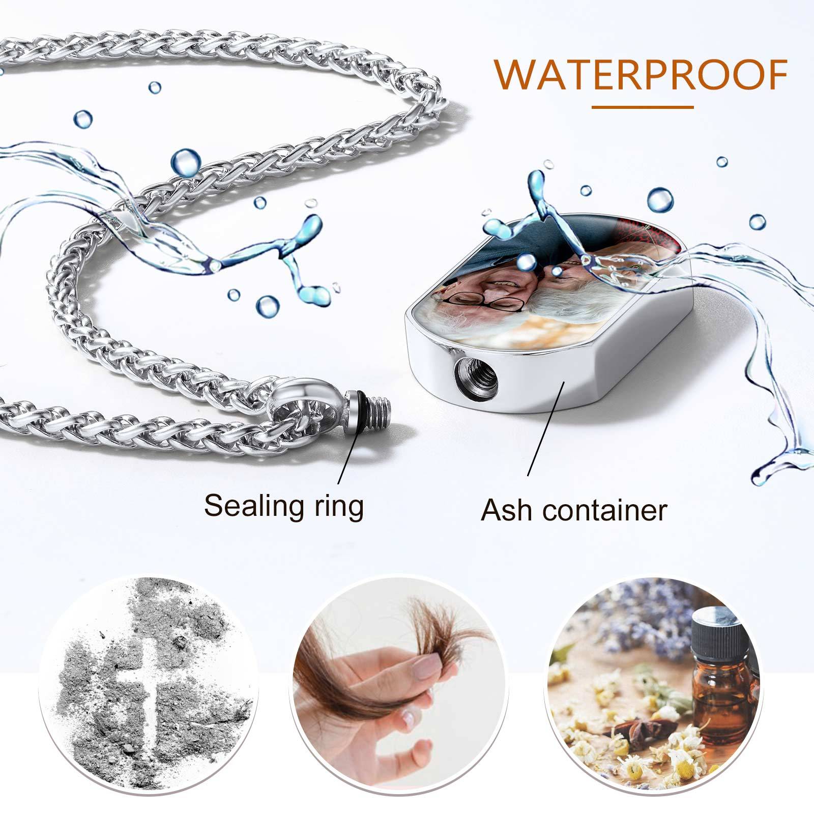 Personalized Picture Engraved Urn Necklace for Ashes Cremation Jewelry waterproof