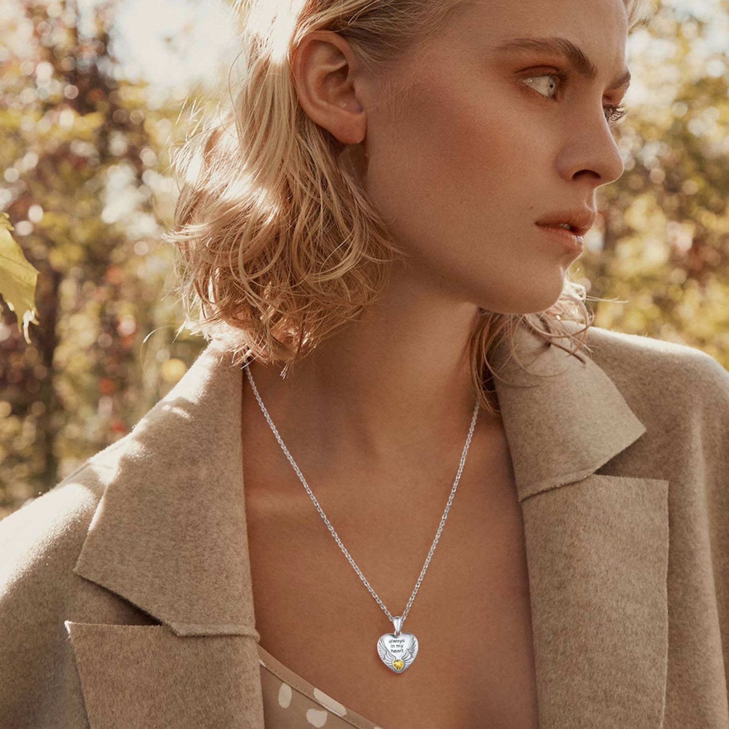 Custom Photo Locket Pendant Birthstone Necklace for Women model silver