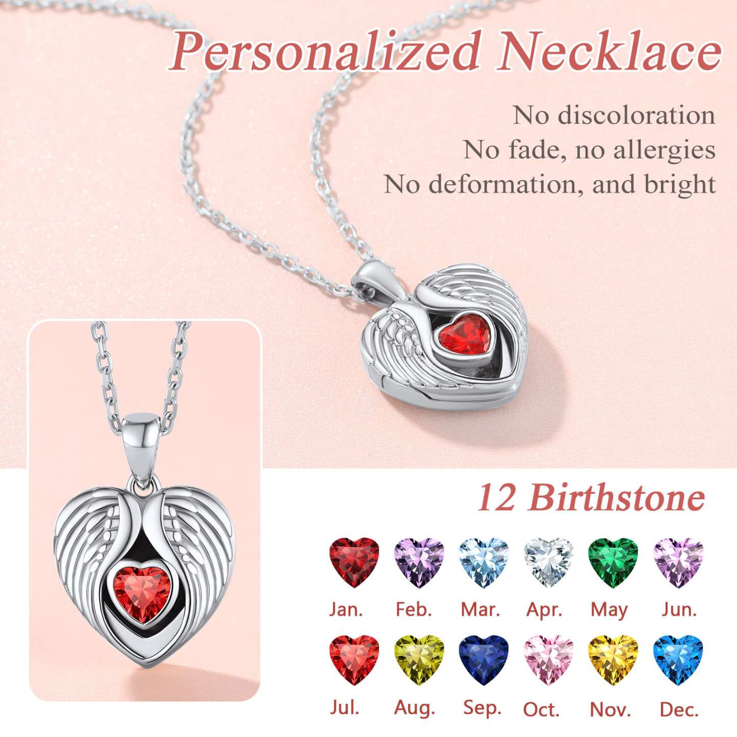 Personalized Locket Pendant Birthstone Necklace for Women