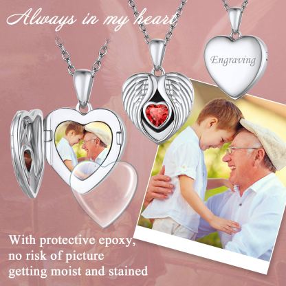 Personalized Photo Locket Pendant Birthstone Necklace 