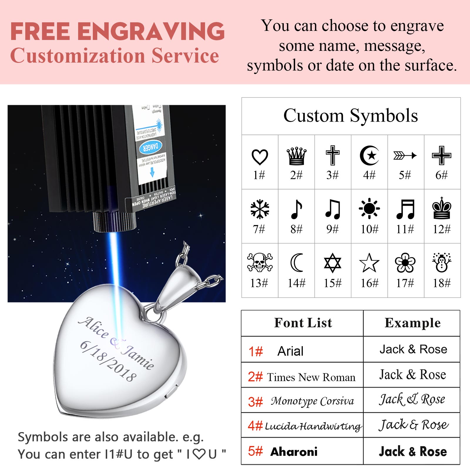 Personalized Photo Locket Pendant Birthstone Necklace engraved