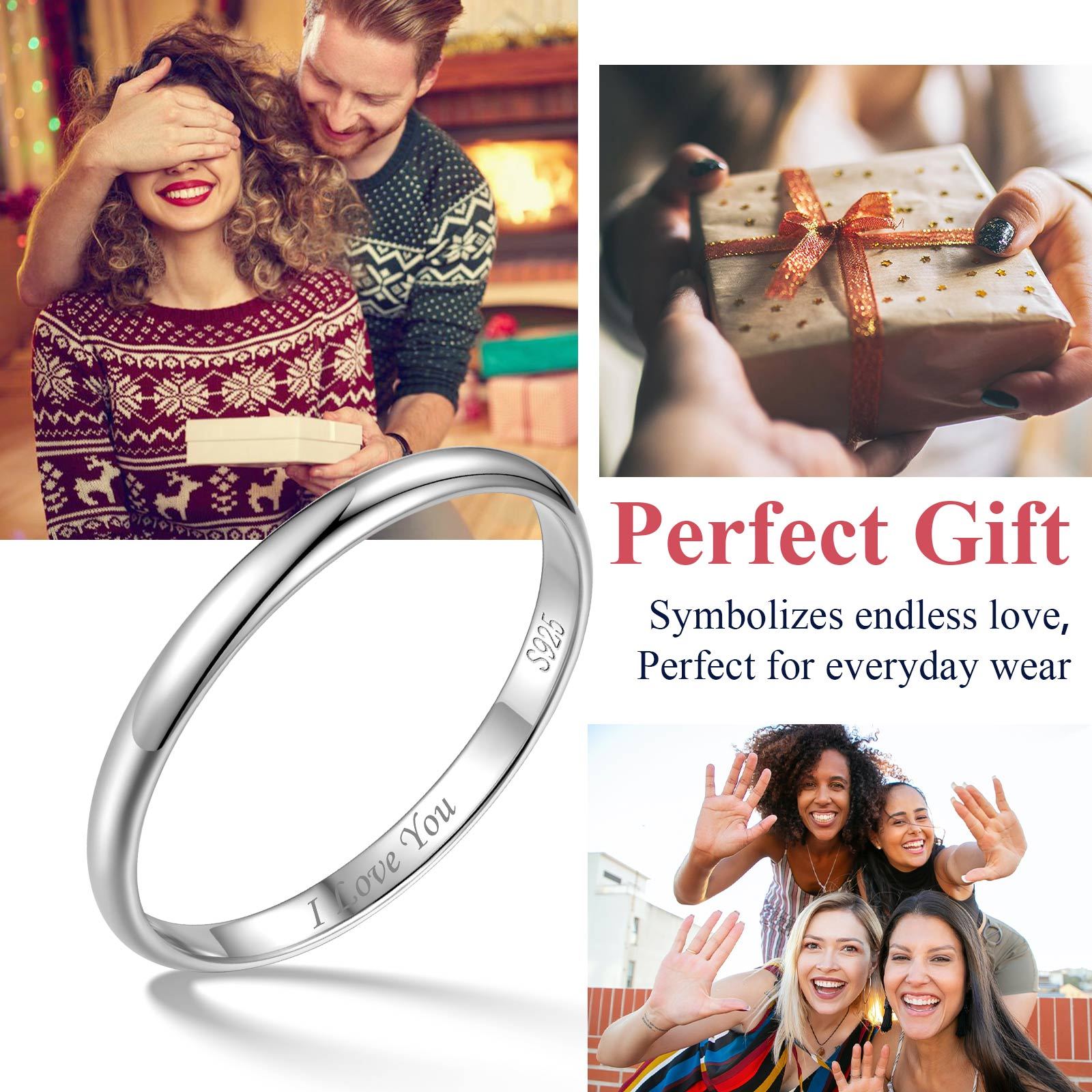 Personalized Sterling Silver Band Ring for Couple