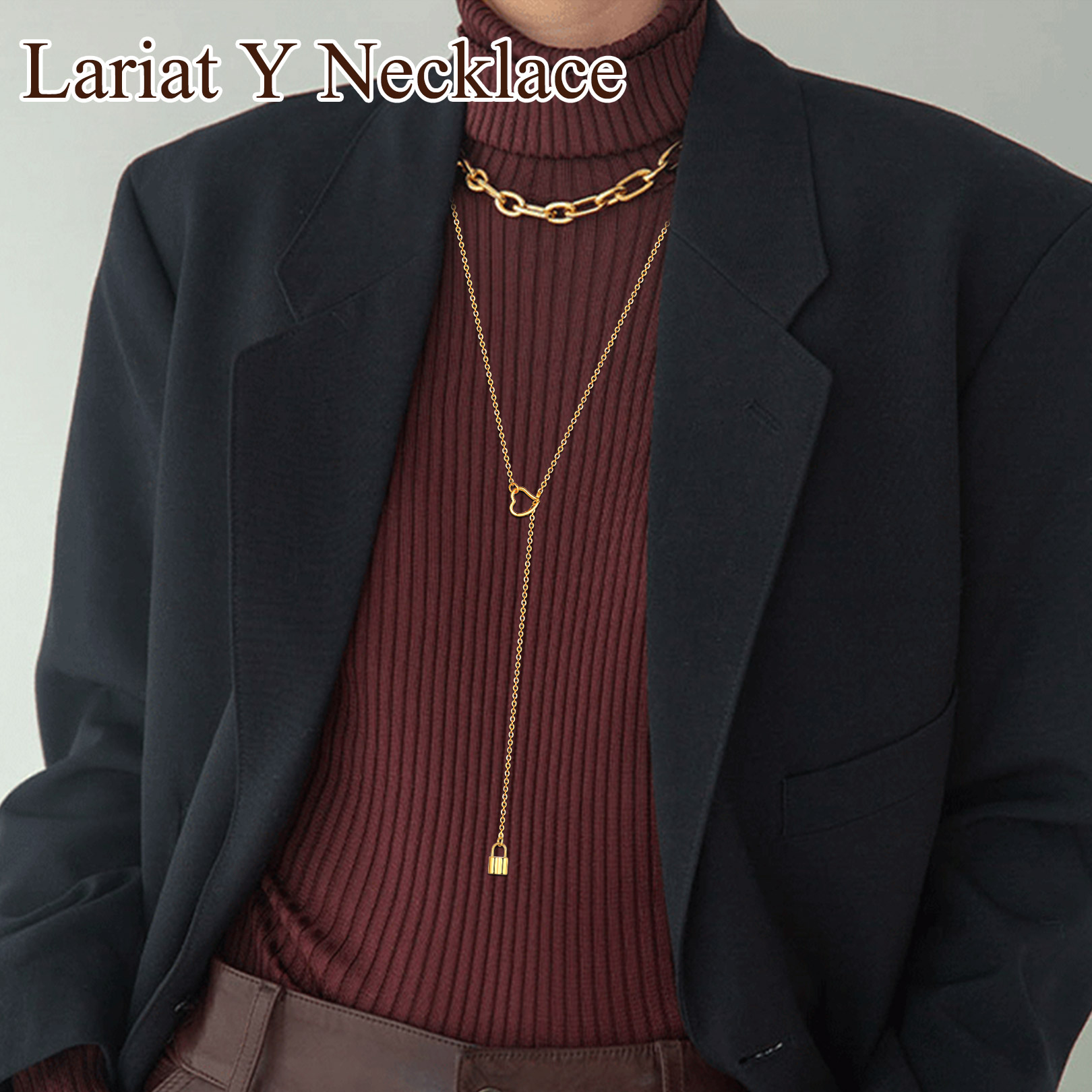  Personalized Engraved Dainty Y Lock Necklace for Women model