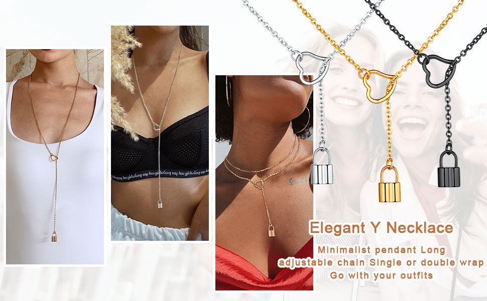  Personalized Engraved Dainty Y Lock Necklace 