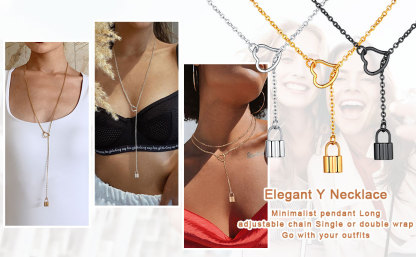  Personalized Engraved Dainty Y Lock Necklace 