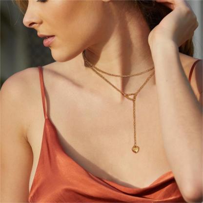 Drop Heart Lariat Y-Necklaces