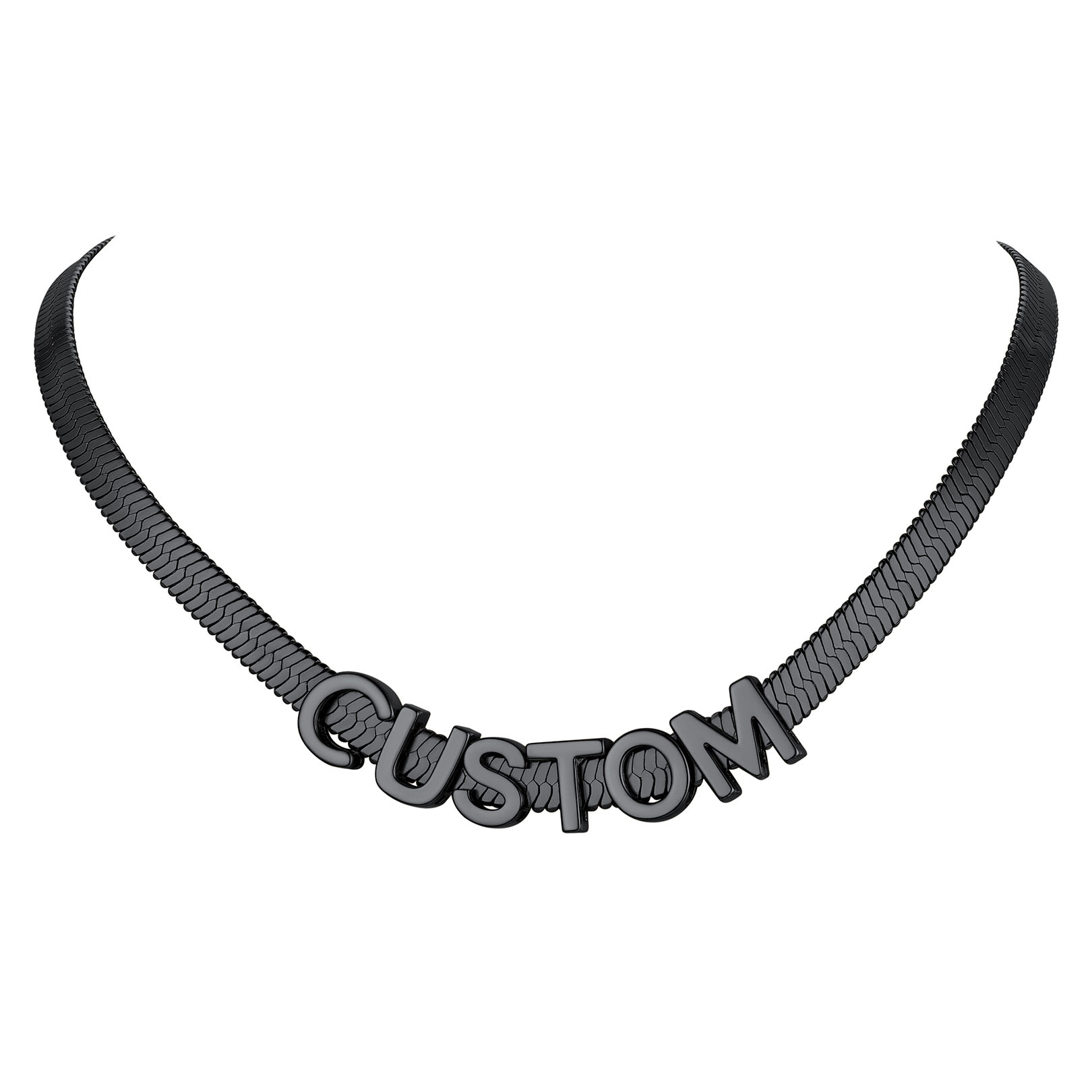 Personalized Name Necklace - Custom Initial Herringbone Chain Choker
