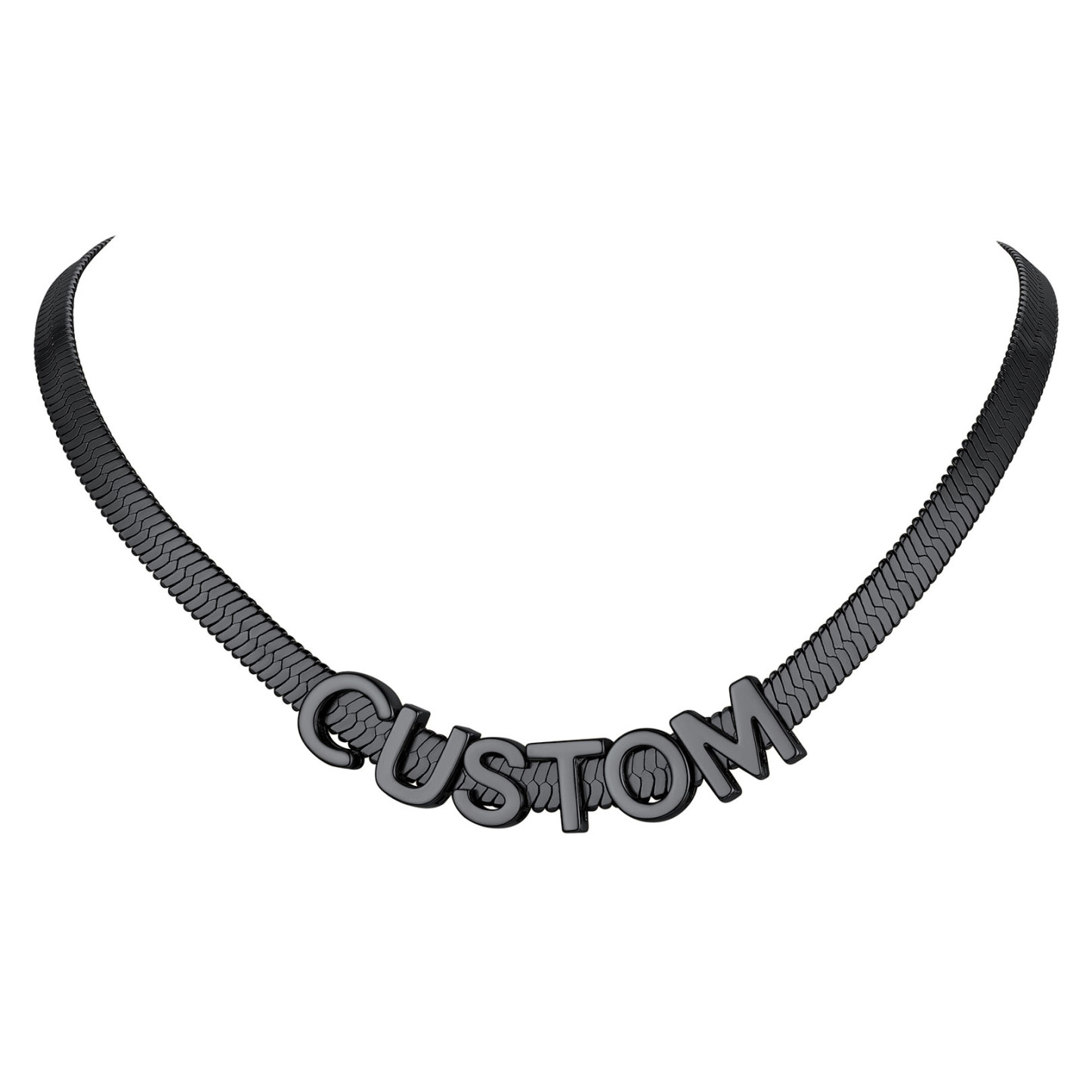 Personalized Name Necklace - Custom Initial Herringbone Chain Choker