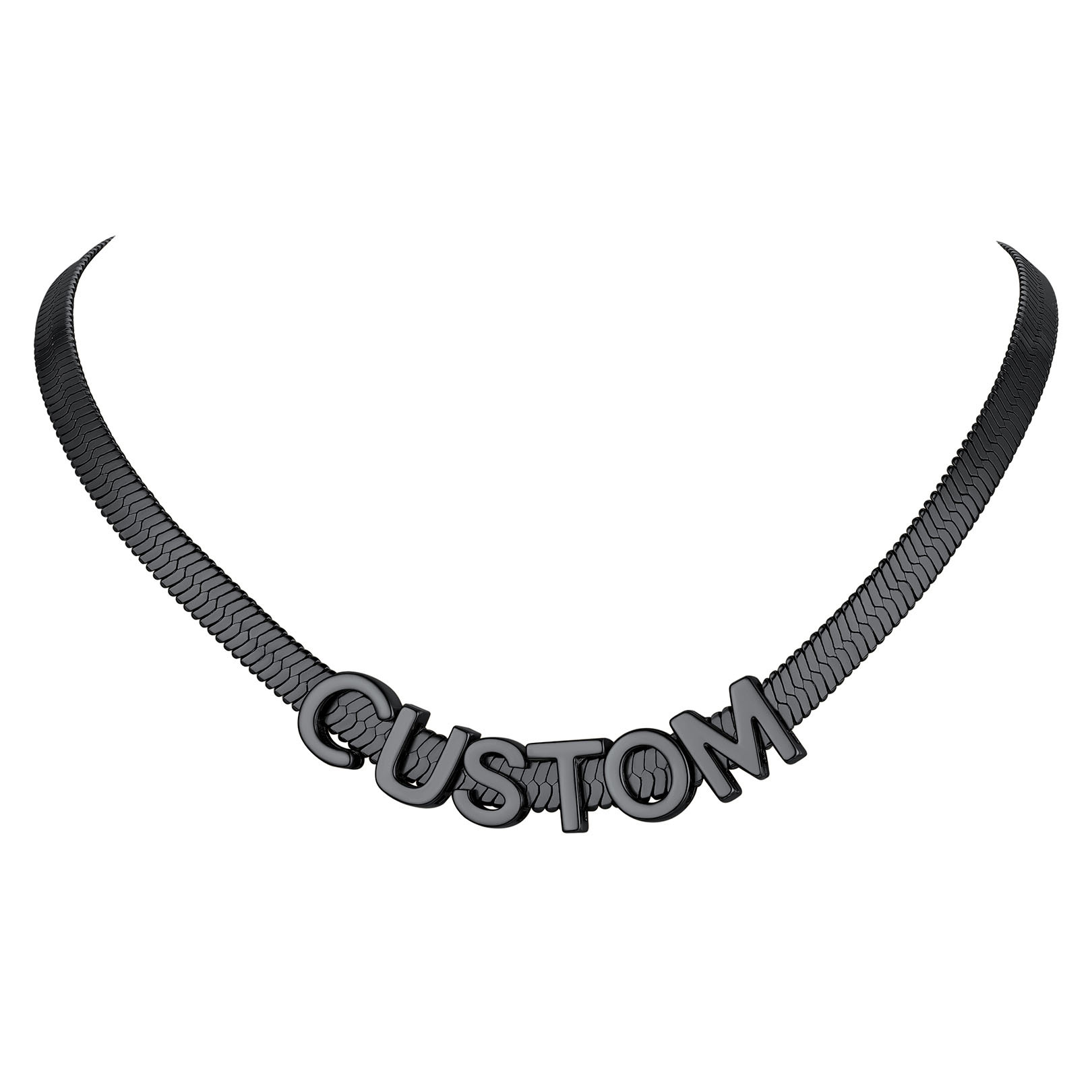 Personalized Name Necklace - Custom Initial Herringbone Chain Choker