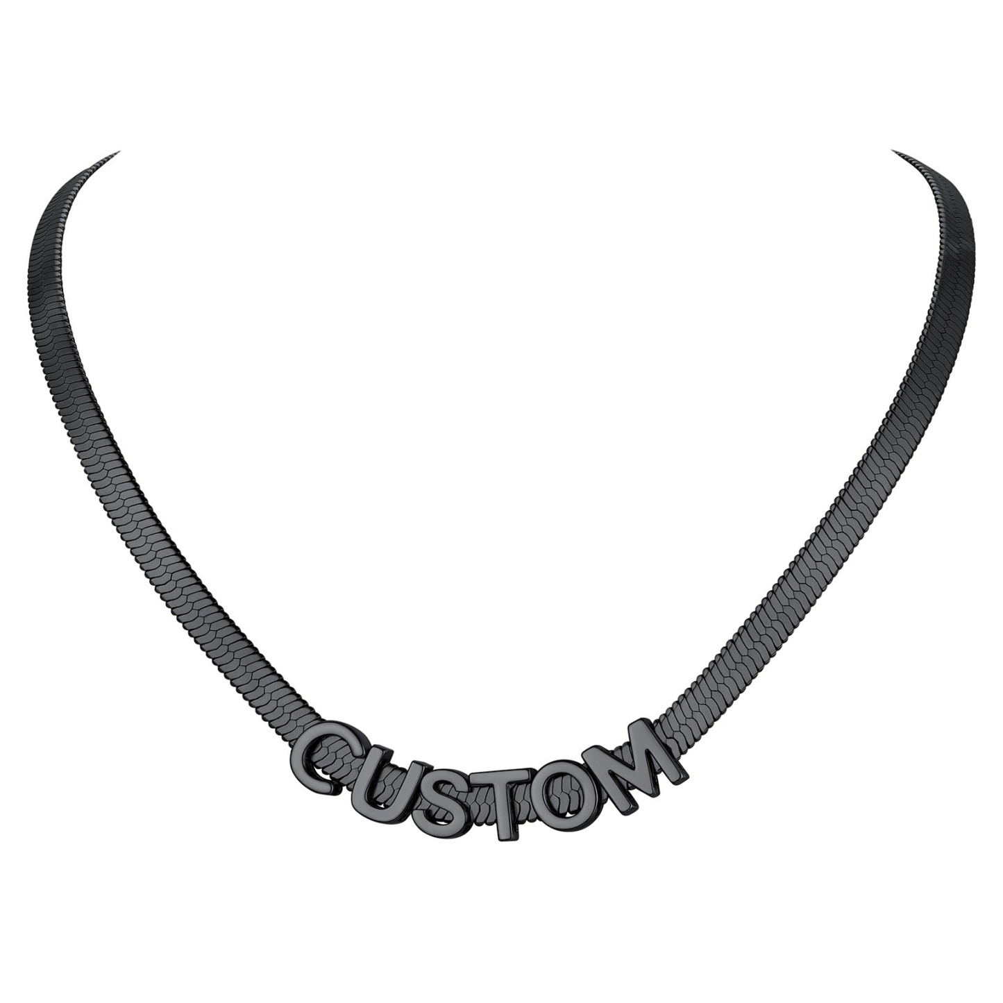 Personalized Name Necklace - Custom Initial Herringbone Chain Choker