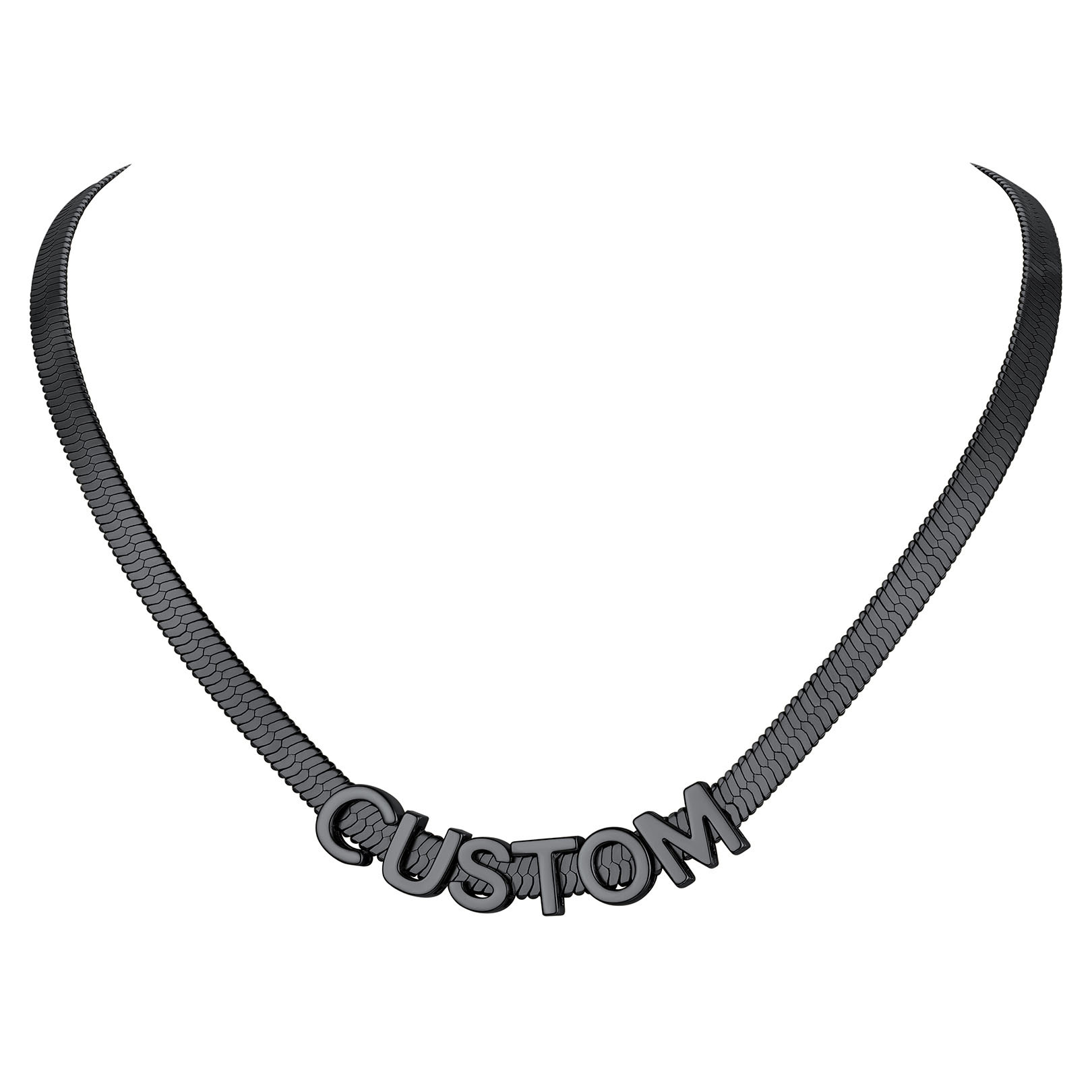 Personalized Name Necklace - Custom Initial Herringbone Chain Choker