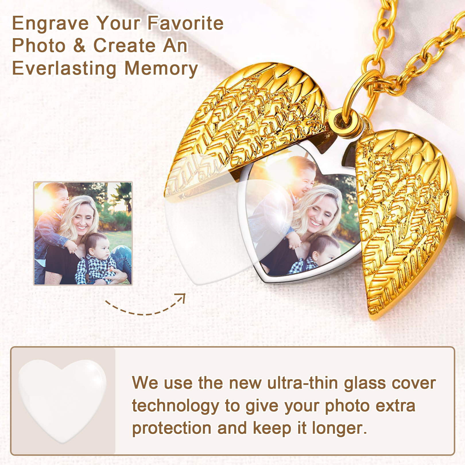 Customized Heart Locket Necklace with Pictures