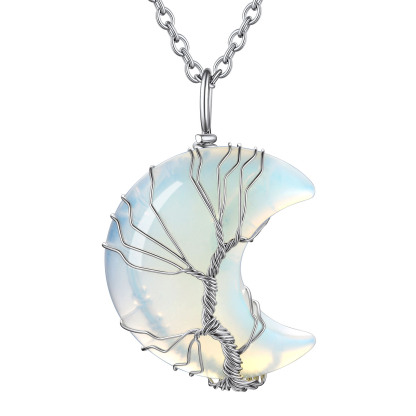 Tree of Life Birthstone Crystal Necklace - Crescent Jewelry