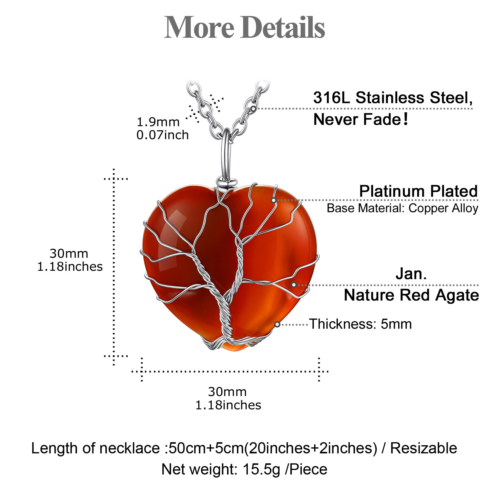 Life Tree Wrapped Healing Crystal Necklaces Birthstone Pendant