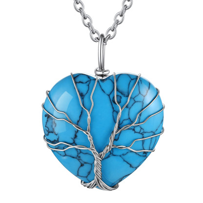 Life Tree Wrapped Healing Crystal Necklaces Birthstone Pendant