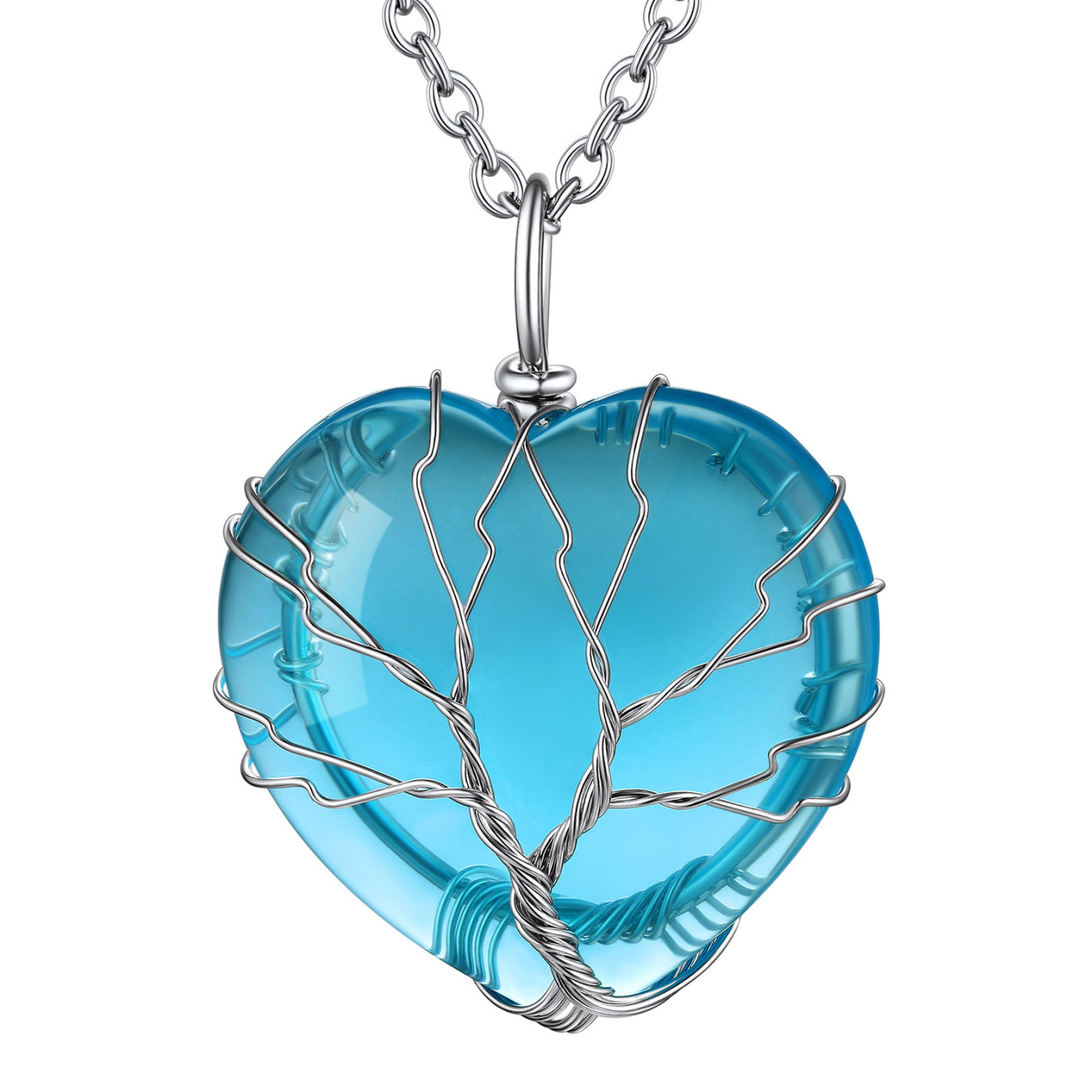 Life Tree Wrapped Healing Crystal Necklaces Birthstone Pendant