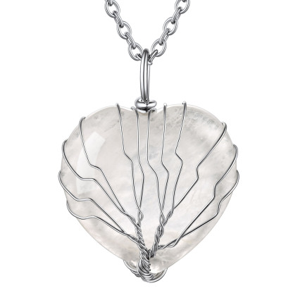 Life Tree Wrapped Healing Crystal Necklaces Birthstone Pendant
