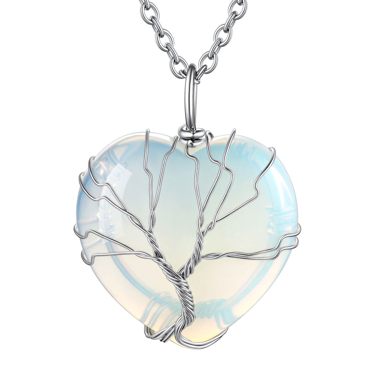 Life Tree Wrapped Healing Crystal Necklaces Birthstone Pendant