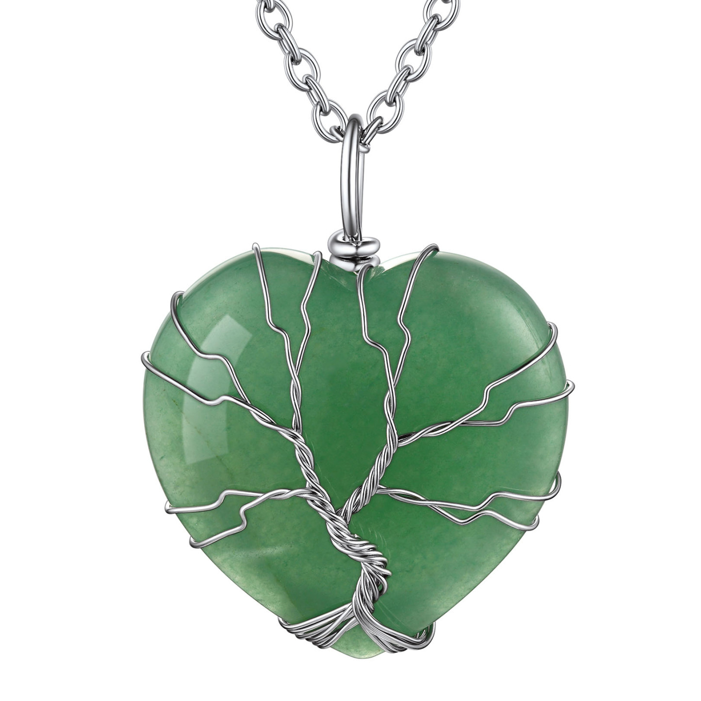 Life Tree Wrapped Healing Crystal Necklaces Birthstone Pendant