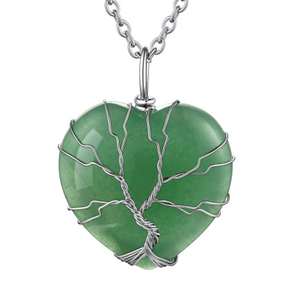 Life Tree Wrapped Healing Crystal Necklaces Birthstone Pendant