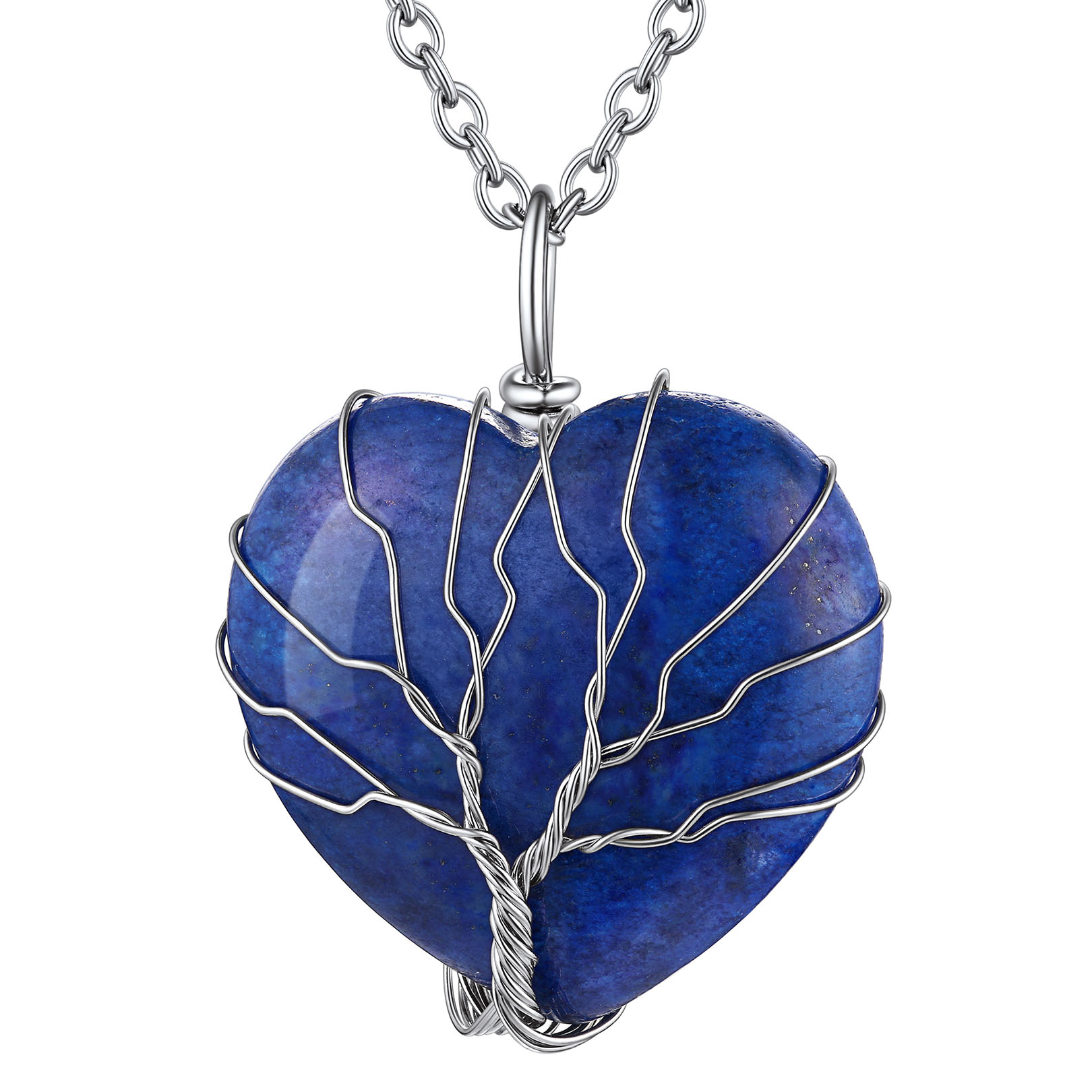 Life Tree Wrapped Healing Crystal Necklaces Birthstone Pendant