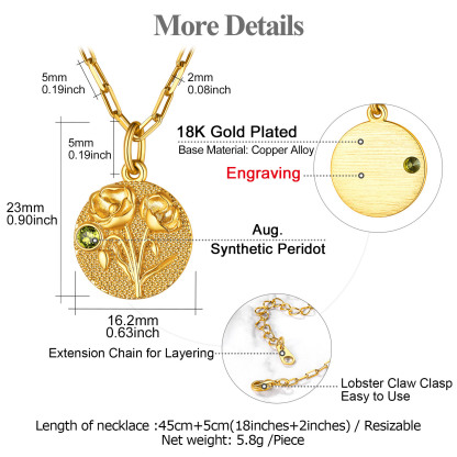 Personalized Birth Flower Birthstone Necklace for women  detail