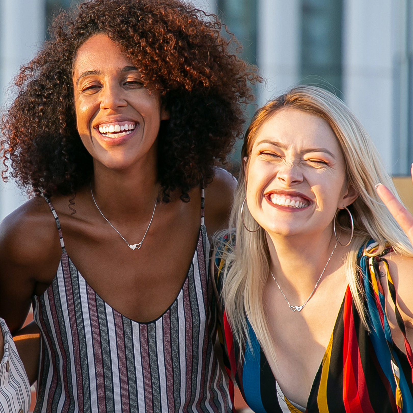 Sterling Silver Customized Heart Matching Necklace for Couple BFF