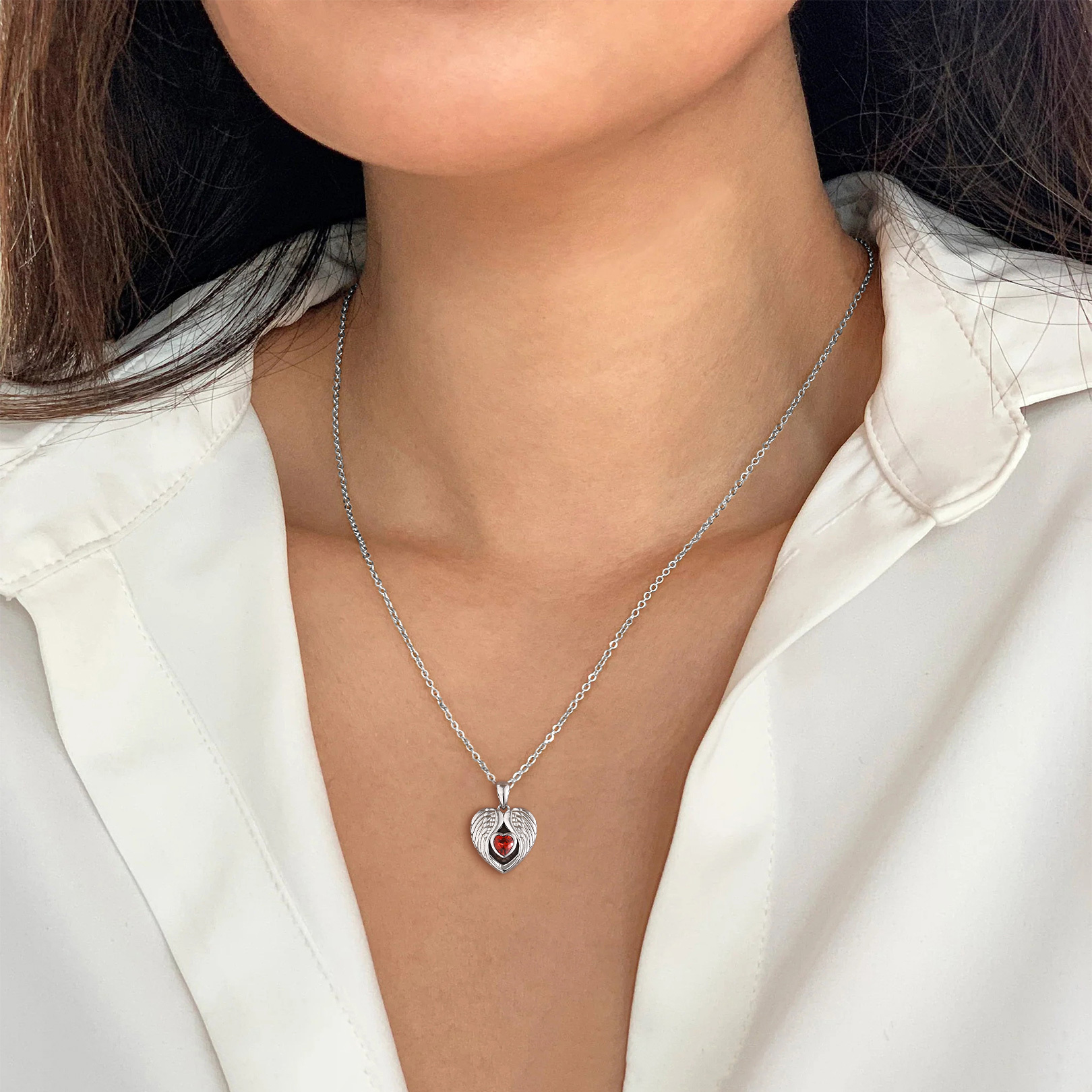 Personalized Locket Pendant Birthstone Necklace for Women model