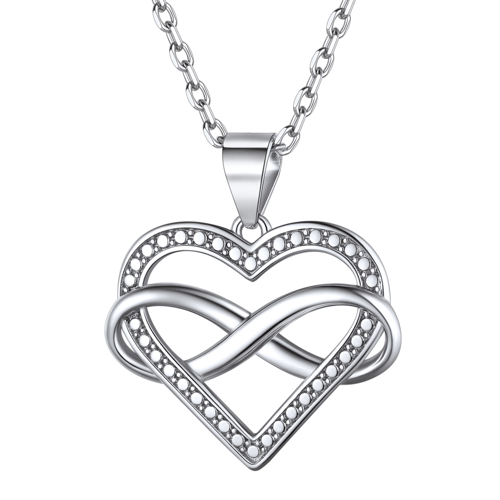 Flash Sale 925 Argent Silver Heart Infinity Necklace