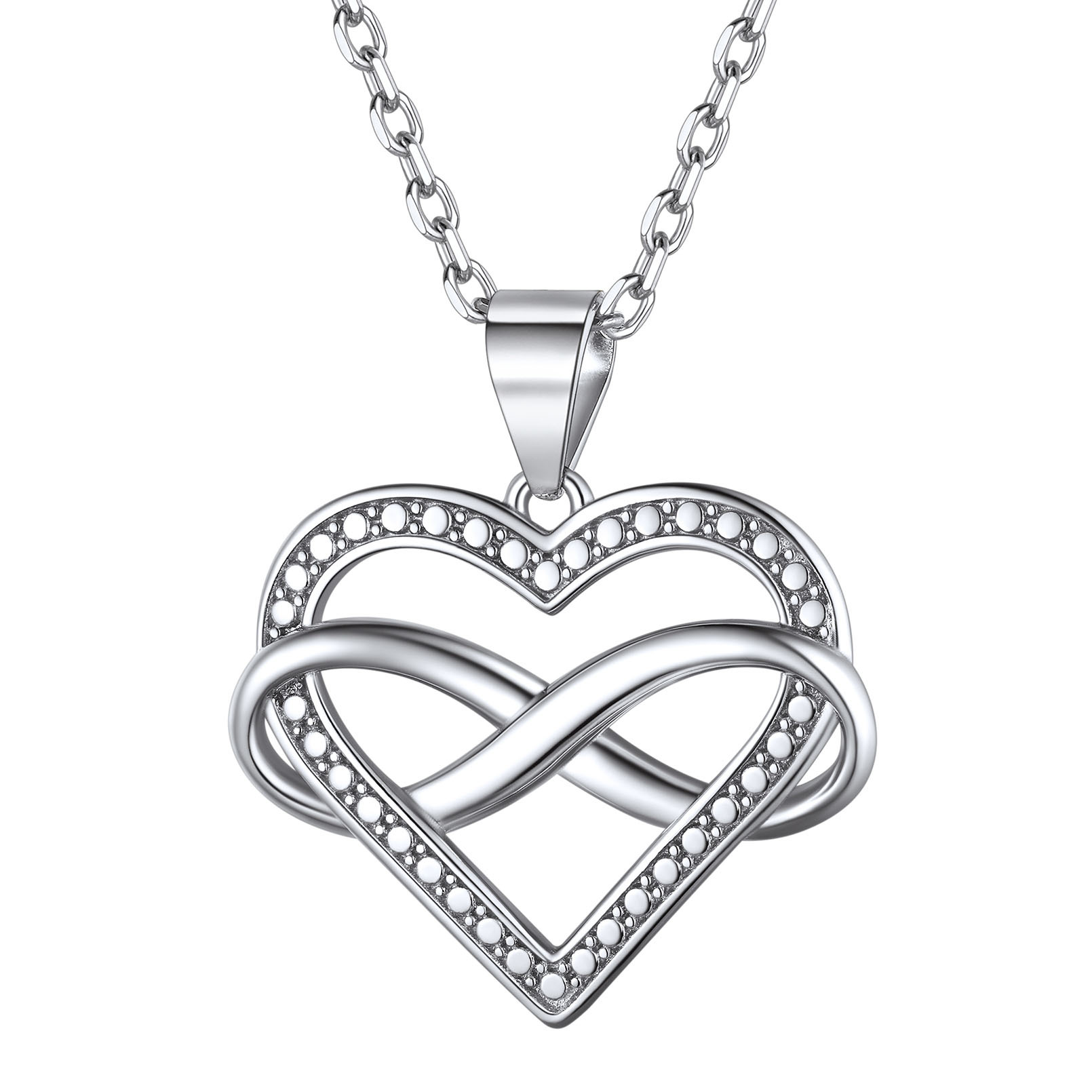 Flash Sale 925 Argent Silver Heart Infinity Necklace