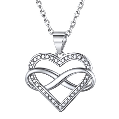 Flash Sale 925 Argent Silver Heart Infinity Necklace