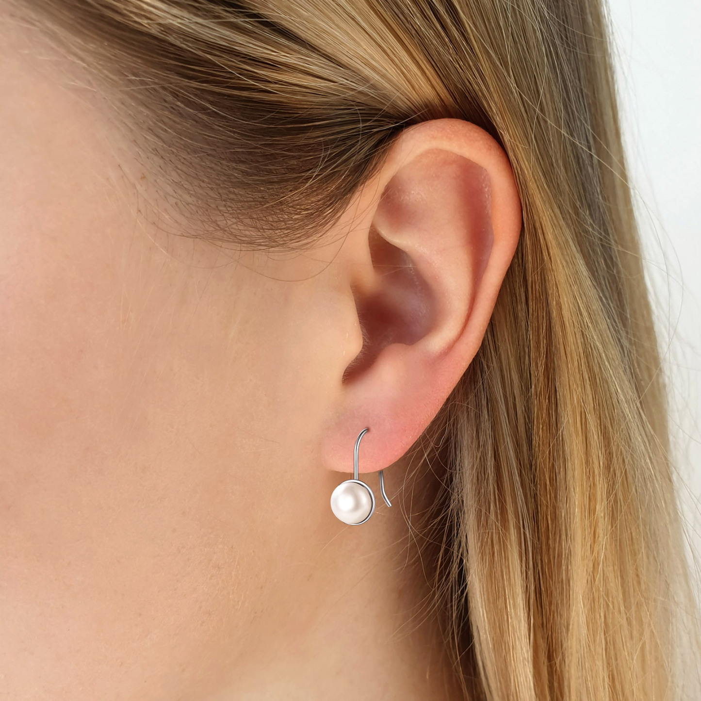 Flash Sale Sterling Silver Fish Hook Pearl Earrings 