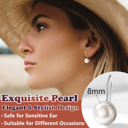 Sterling Silver Fish Hook Pearl Earrings 