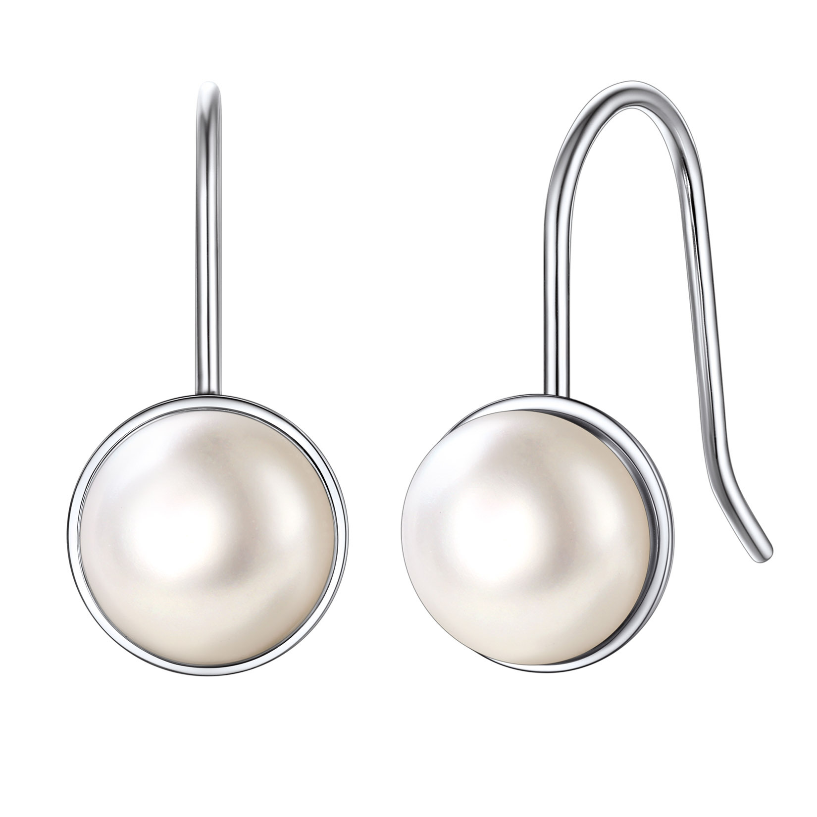 Flash Sale Sterling Silver Fish Hook Pearl Earrings For Women
