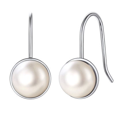 Flash Sale Sterling Silver Fish Hook Pearl Earrings For Women