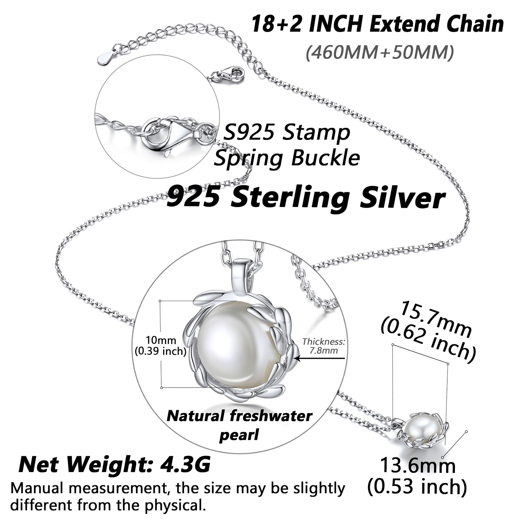 Flash Sale Sterling Silver Olive Leaf Pearl Pendant Necklace